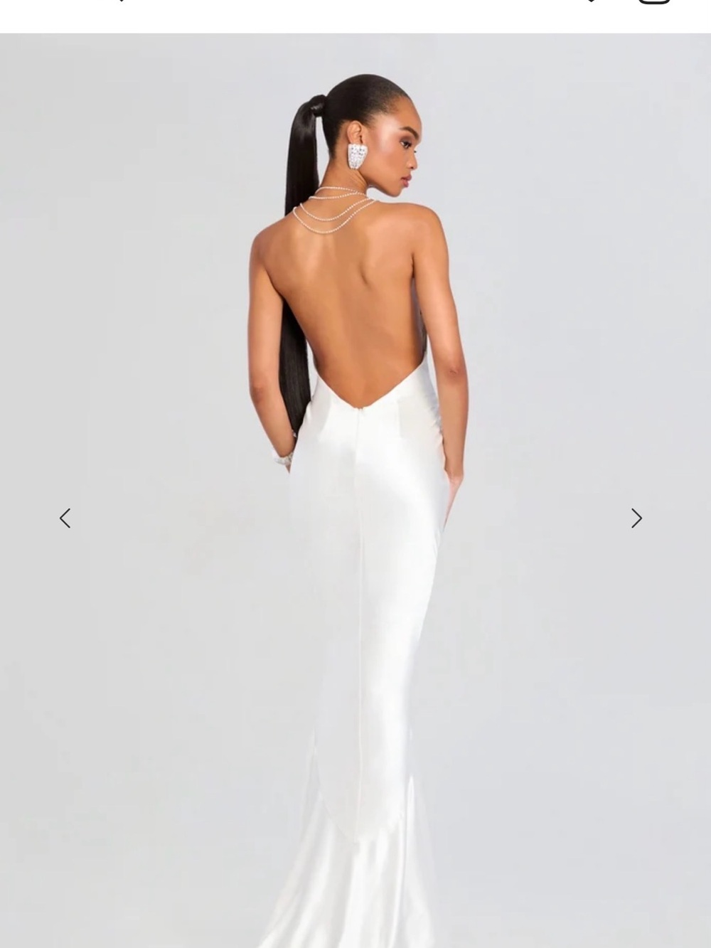 Retrofete Eve Dress Backless Satin White Evening Gown